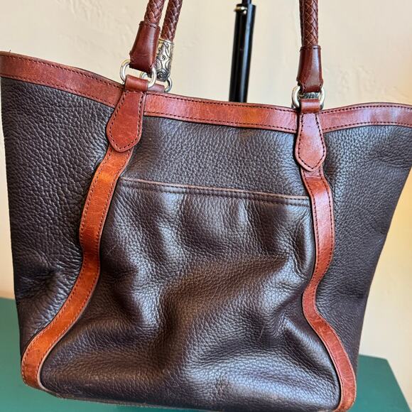 Brighton Brown Leather Purse – 10"x14", Silver Accents, Well Loved - Picture 4 of 8